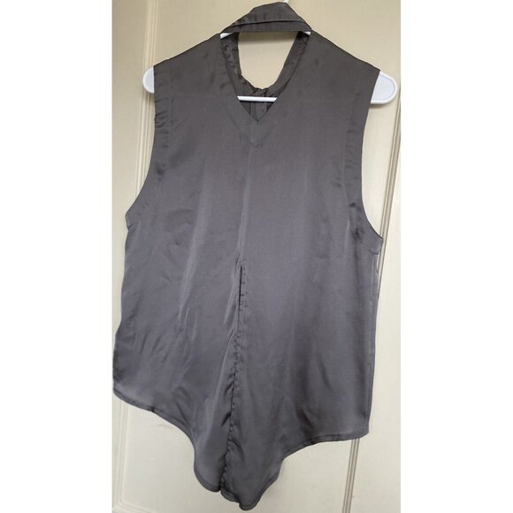 RVCA Gray Satiny Poly Blouse Keyhole Under Back Collar, Shirt Tails, Size XS/S - Picture 6 of 11